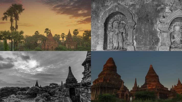 缅甸，人文文化，天黑缅甸延时蒲甘延时