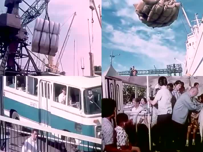 80年代上海卸货码头公交车