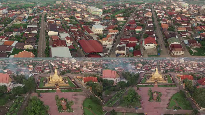 老挝，航拍老挝城市