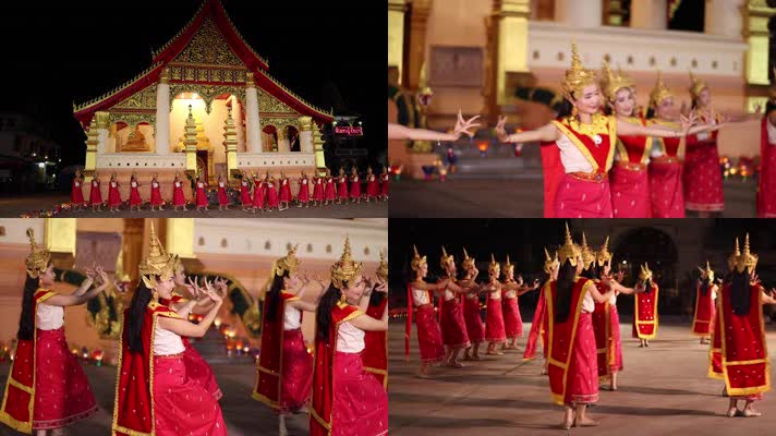 老挝舞蹈，老挝民族服饰服装，老挝美女