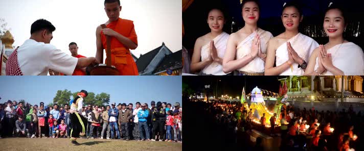 老挝，本地人聚会跳舞狂欢，节日欢乐庆祝