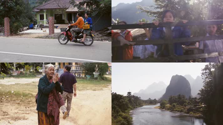 老挝，各景点，和尚农民儿童本地人生活
