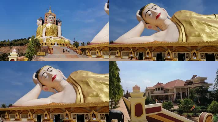 缅甸，人文文化，航拍缅甸大佛像