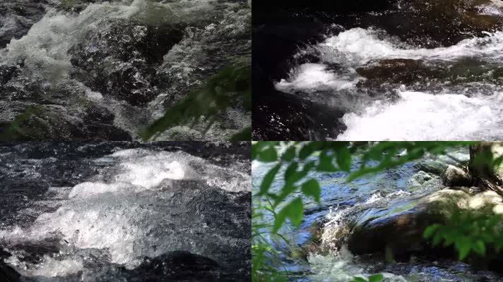 水花溪流山泉泉水溪流溪水，4K多镜头特写 