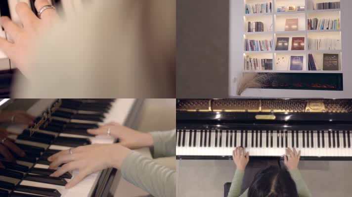 4K钢琴演奏弹琴特写，文艺气质美女艺术人生
