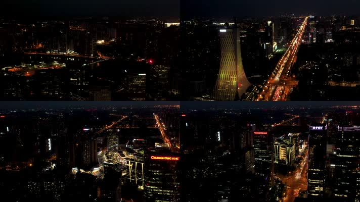 成都高新区夜景航拍素材2