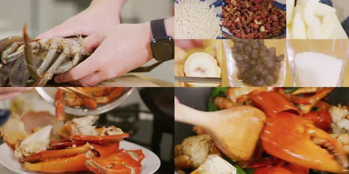 【4K】唯美香辣蟹炒螃蟹烹饪过程 