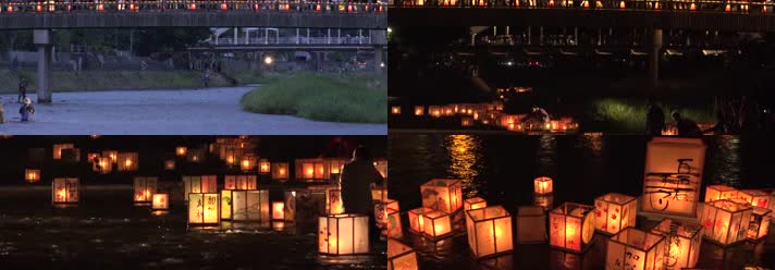 放水灯，放河灯，盂兰盆会中元节
