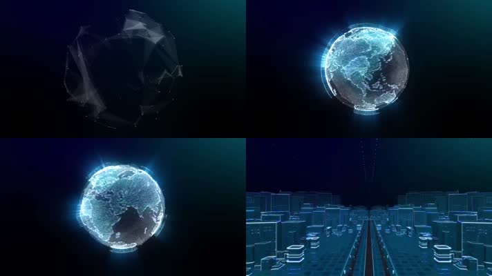 科技地球城市连线-三维动画片头
