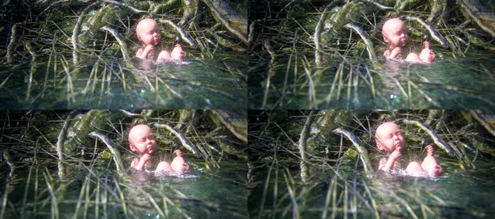 水中的婴儿弃婴孤儿-三维动画
