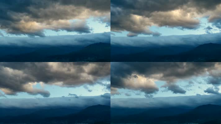 玉带云延时视频山顶云层变化