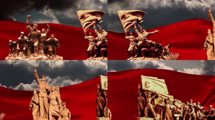  建党100周年革命红色雕塑视频展示