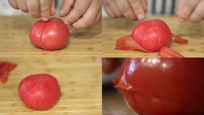 实拍开水烫番茄去皮切块 (4)