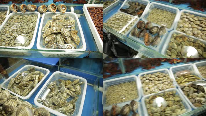 实拍海鲜市场海螺蚬子贝类 (1)