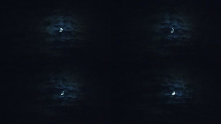 夜空中的月亮、云中的月亮