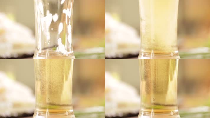 实拍玻璃杯倒啤酒泡沫丰富 (2)