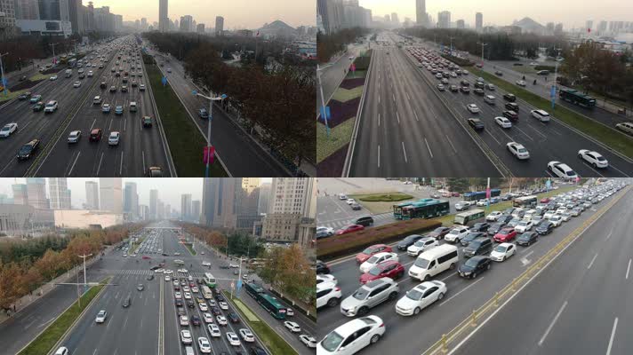 城市道路快速路航拍车流城市发展道路