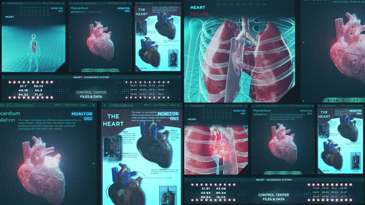 心脏病变数据运算视频背景