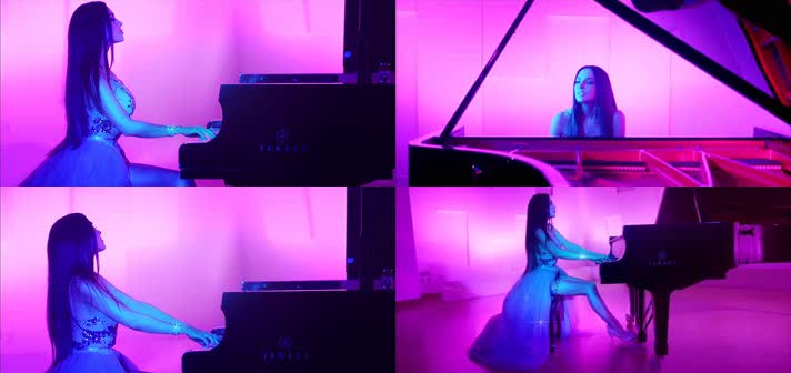 弹钢琴，美女弹钢琴，舞台弹钢琴表演
