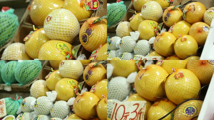 实拍市场出售柚子橘子水果 (1)
