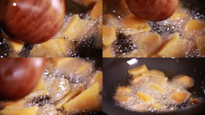 实拍厨师制作拔丝红薯 (1)