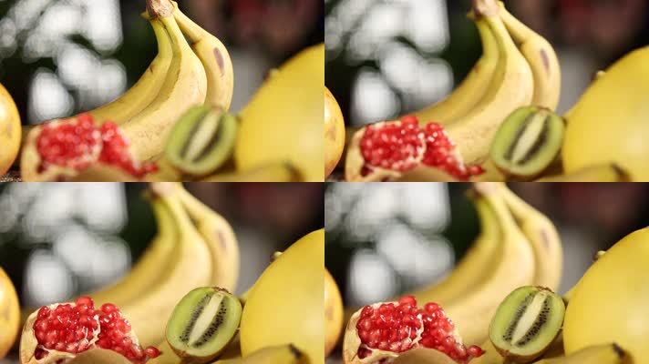 实拍香蕉柚子石榴各种水果 (6)