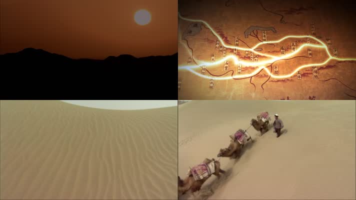 一带一路丝绸之路及沙漠高清素材