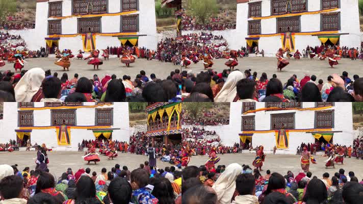 不丹节日，不丹传统舞蹈，喜庆庆祝