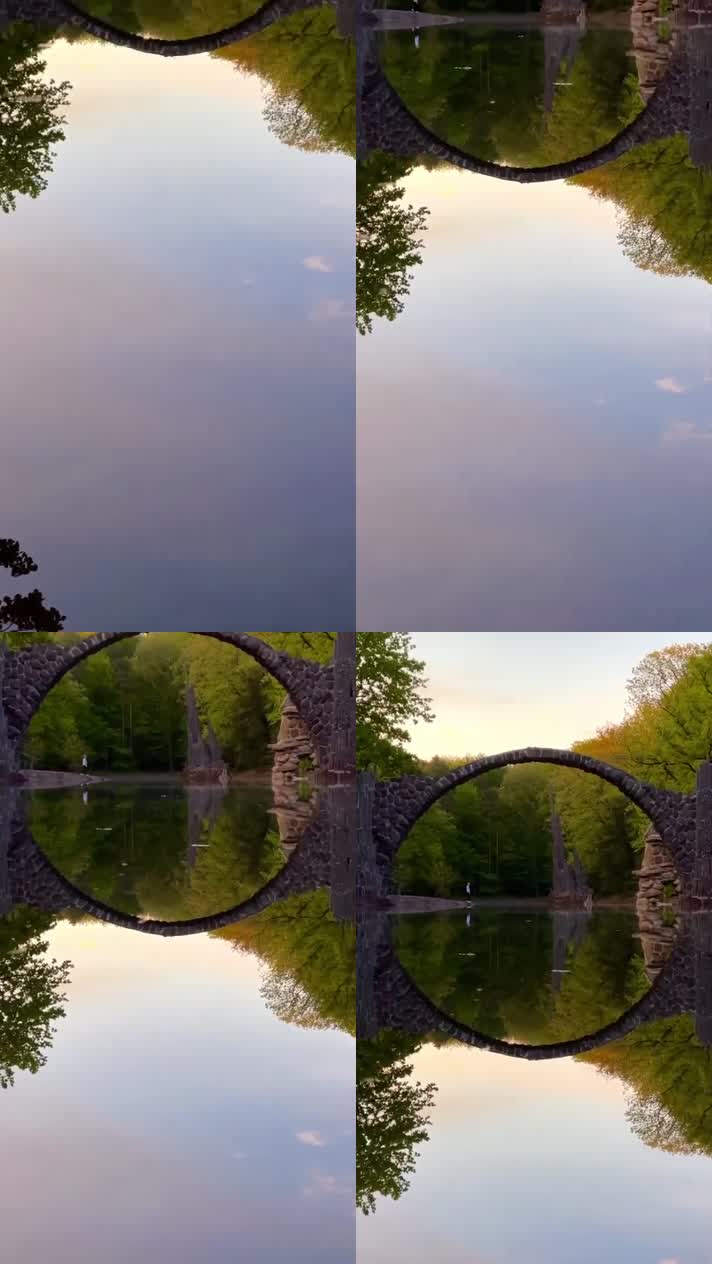 竖屏拱桥桥梁流水背景场景 