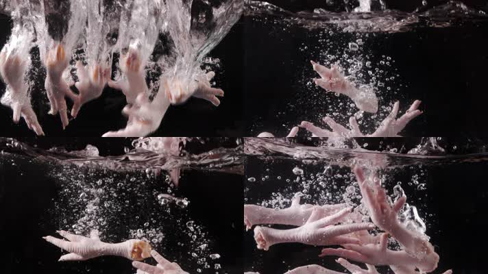 鸡爪入水-慢动作-卤味-升格拍摄