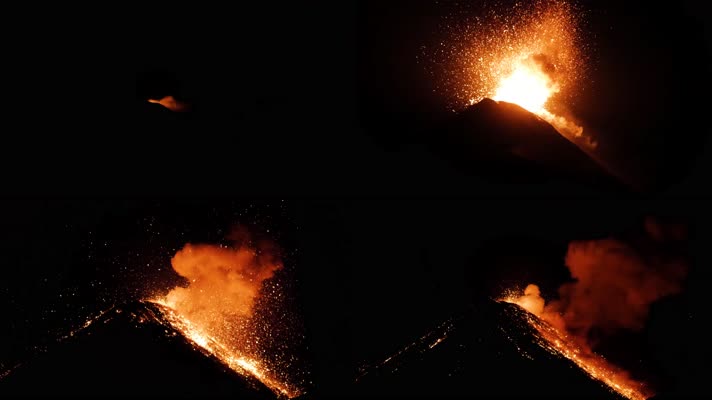 火山爆发，火山喷发，远拍