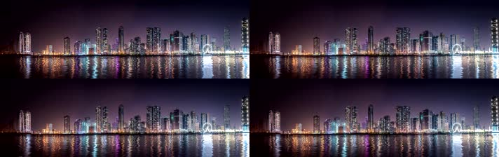 城市夜景海面