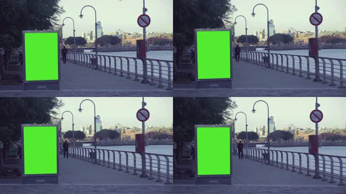 城市广告展示牌绿屏抠像素材