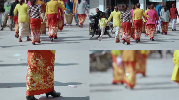 傣族视频云南德宏傣族妇女喜庆红色服装