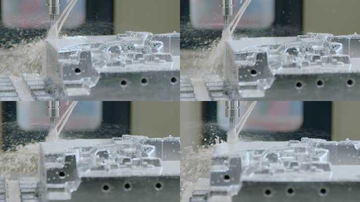 慢镜头模具工厂视频CNC数控机床切割冷却液