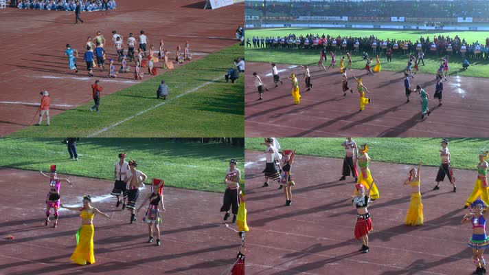 体育场视频云南德宏赛事开幕民族歌舞表演