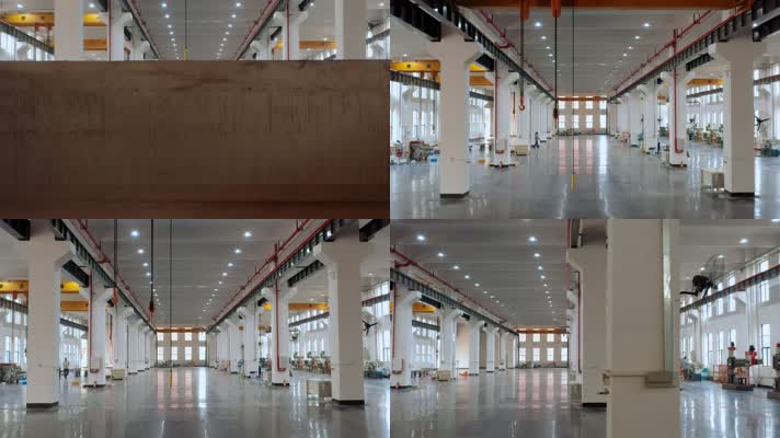 4k模具工厂视频CNC数控机床宽敞厂房天车