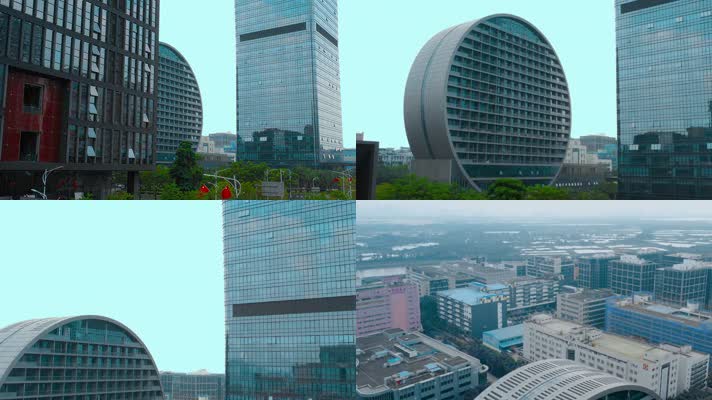 4k深圳福田长富中心2号圆形大楼和高楼