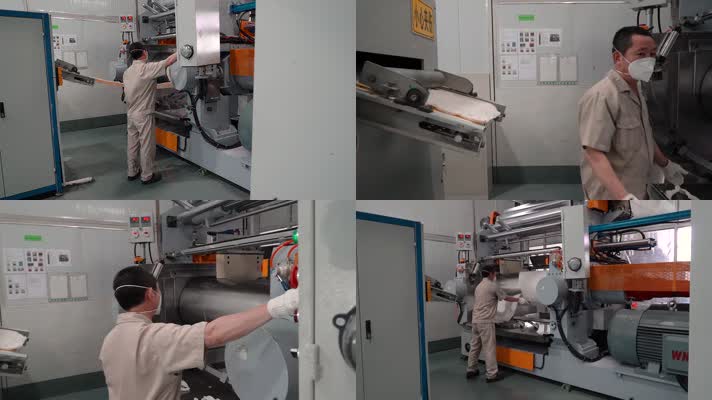 橡胶工厂视频黄色橡胶挤压压平生产设备