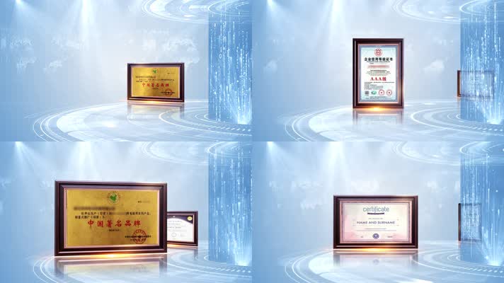 简洁荣誉证书奖牌专利文件展示历程