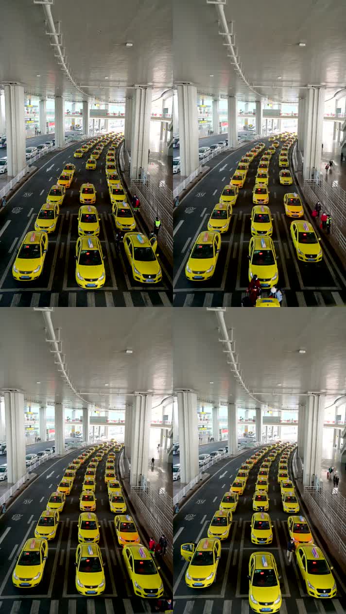 4K竖屏重庆江北机场网红出租车实拍视频