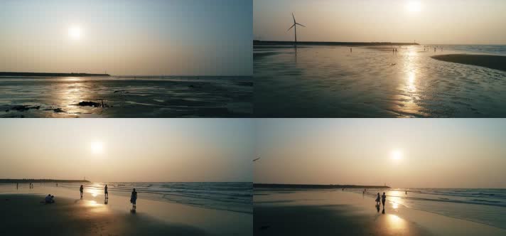 海边散步，海边度假，黄昏夕阳