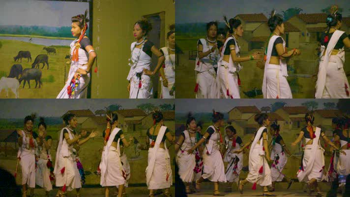 村落部落热带雨林女人舞蹈狂欢晚会奇特旺