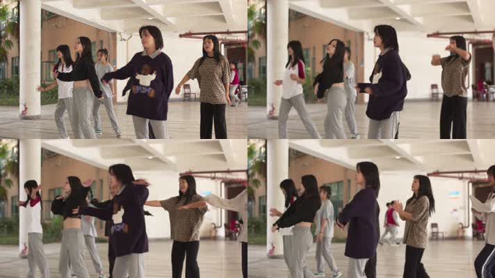 大学生美女练习舞蹈