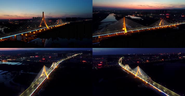 航拍城市夜景大桥灯光合集
