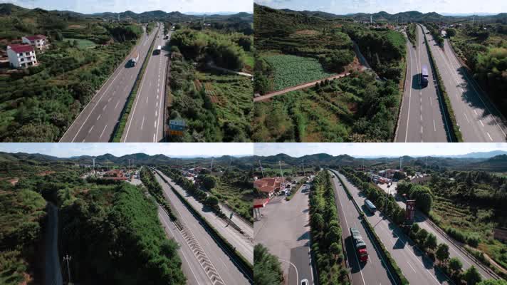 4k高速公路视频高速公路服务区和行驶车辆