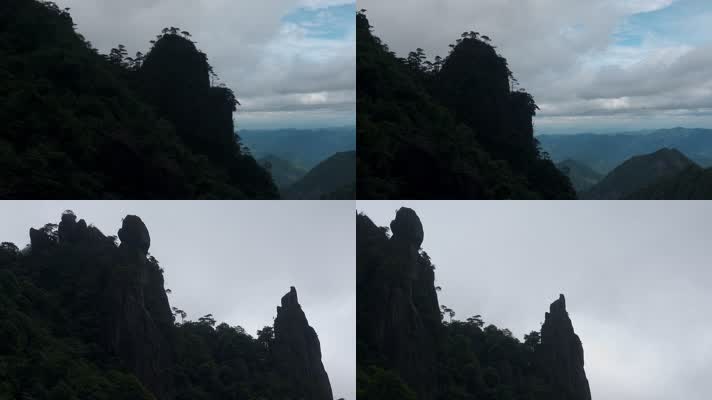 4k山石剪影视频三清山形如人像的石头山峰
