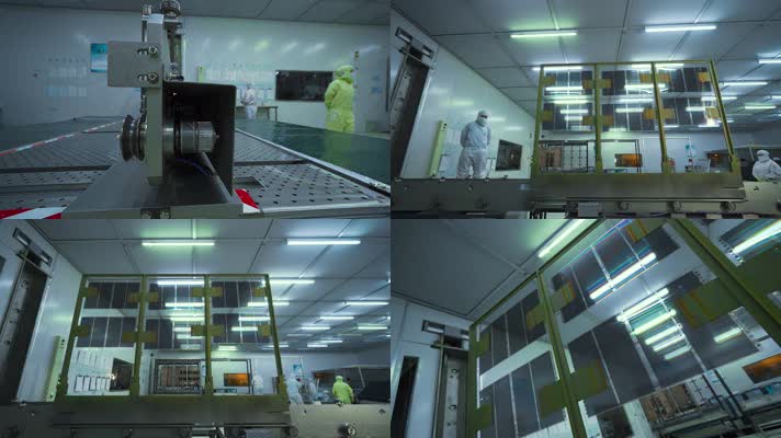 工业科技视频玻璃屏幕挂壁晾晒环节慢镜头