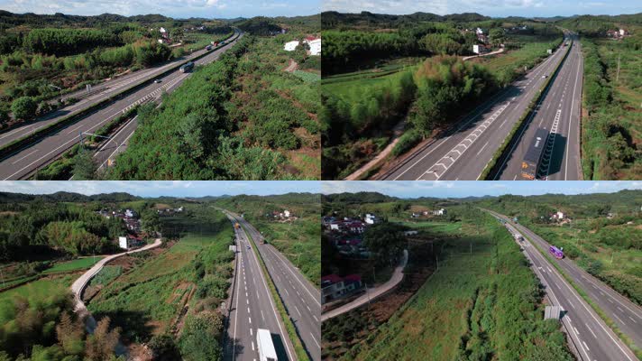 4k高速公路视频云南高速公路行驶车辆两边村