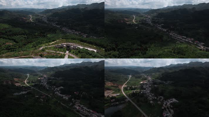 4k山区村镇视频光影变化的云南彝良县小草坝